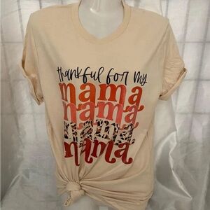 Gildan Thankful Mama Graphic Tee - Cream and Orange
